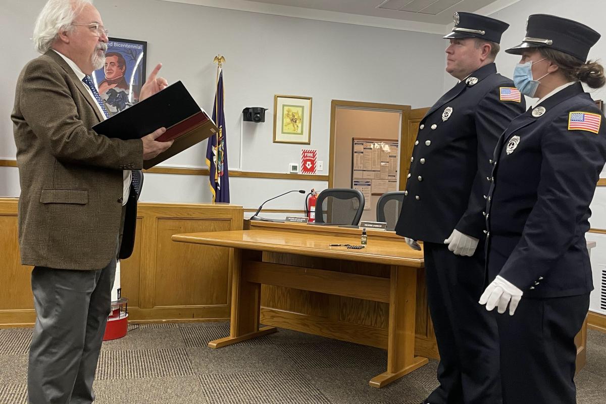 Officiant Talking to Officers During Ceremony 1
