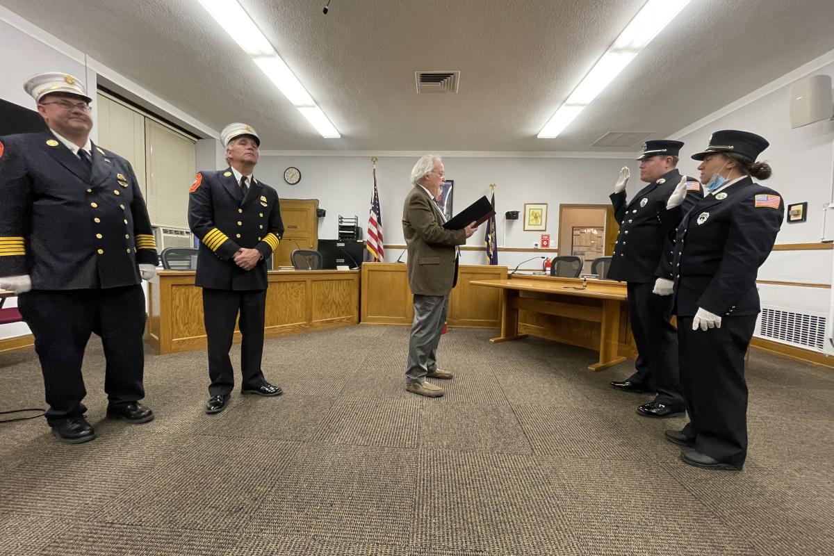 Officiant Talking to Officers During Ceremony 4
